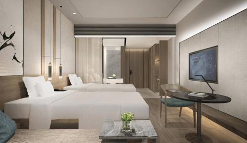 Deluxe Double Room with Two Double Beds, Balcony and Courtyard View