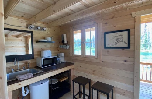 Denali Cabin | Newly built "tiny home" cabin on private lake with mountain views. Pet Friendly!