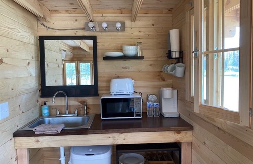 Denali Cabin | Newly built "tiny home" cabin on private lake with mountain views. Pet Friendly!