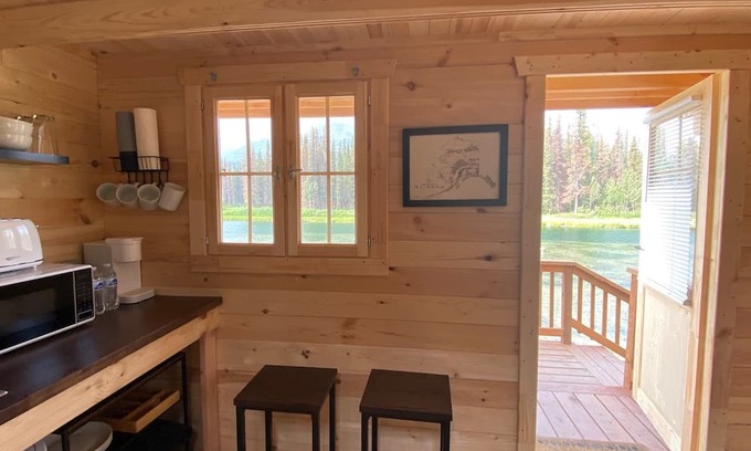 Denali Cabin | Newly built "tiny home" cabin on private lake with mountain views. Pet Friendly!